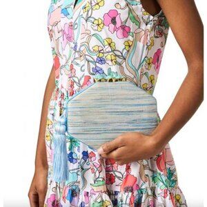 Rafe New York Sofia Octagon Clutch Blue White Womens Size OS